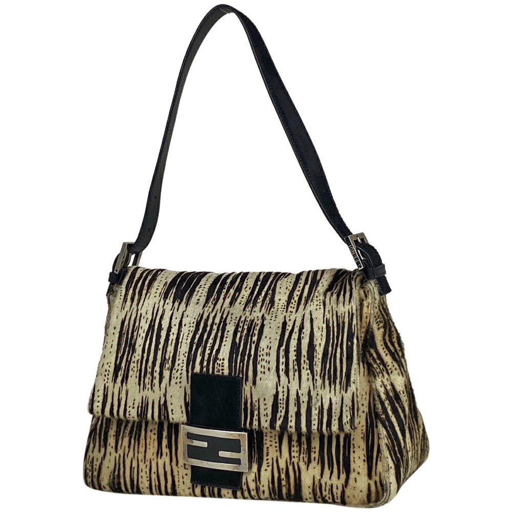 Fendi Zucca Shoulder Bag Mamma Bucket One Shoulder Hobo Zebra White Black
